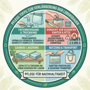 Illustration with tips for cleaning silicone bags to maximize lifespan before final silikonbeutel recycling.
